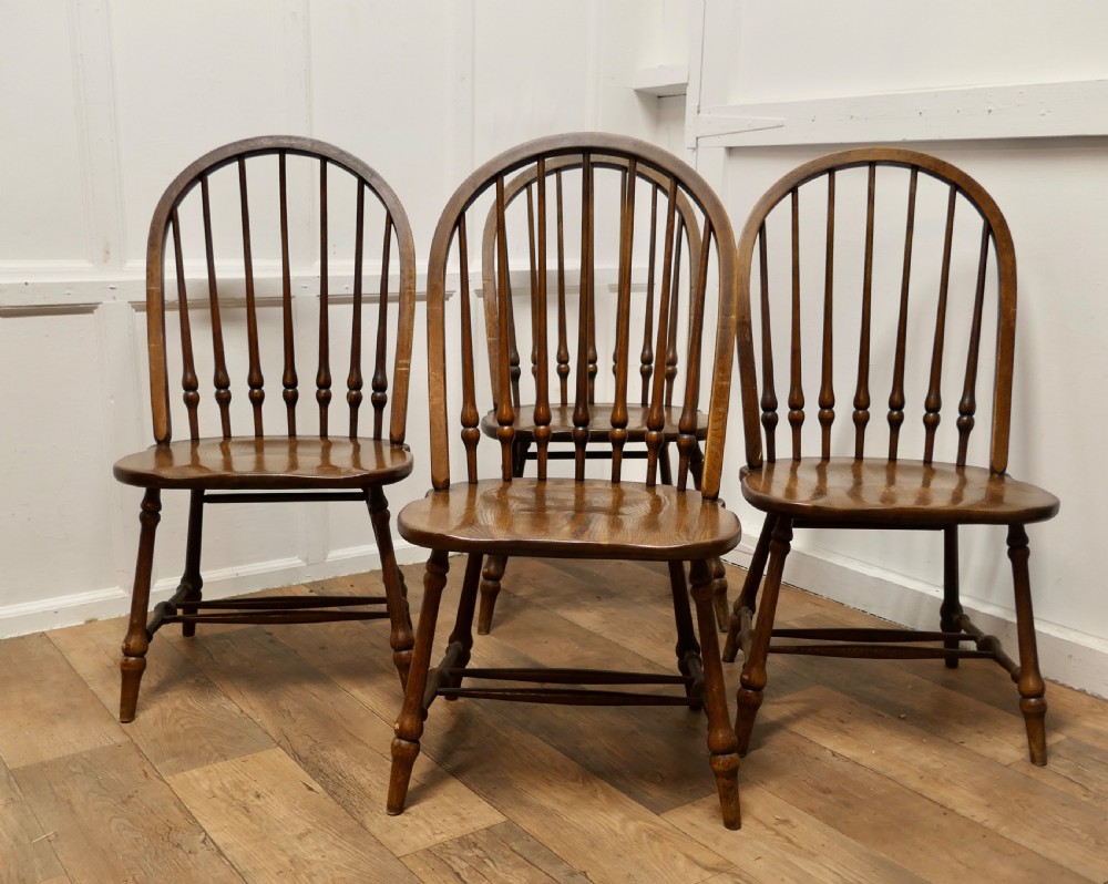 a set of 4 large elm windsor country dining chairs