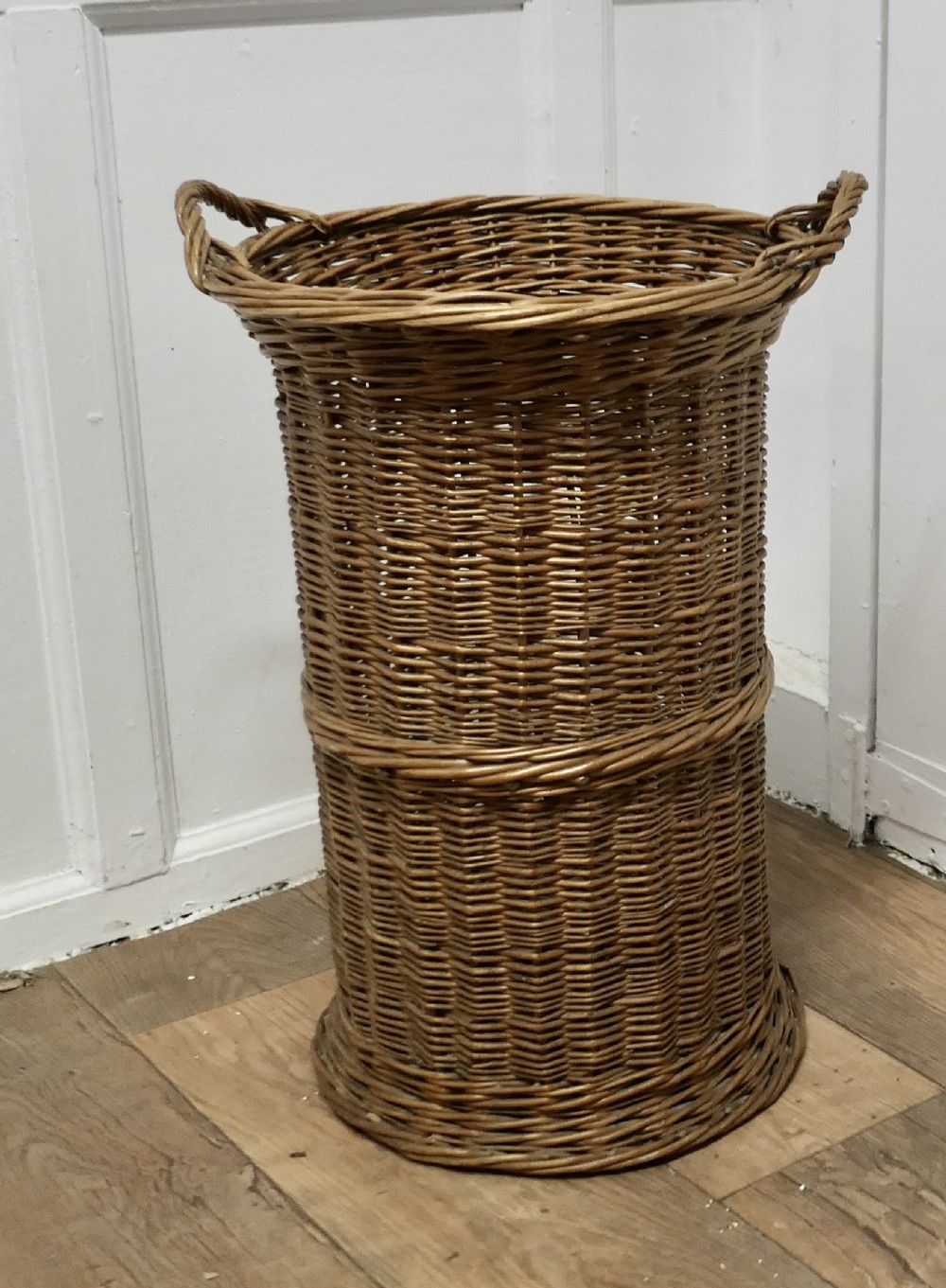tall french antique wicker bread basket