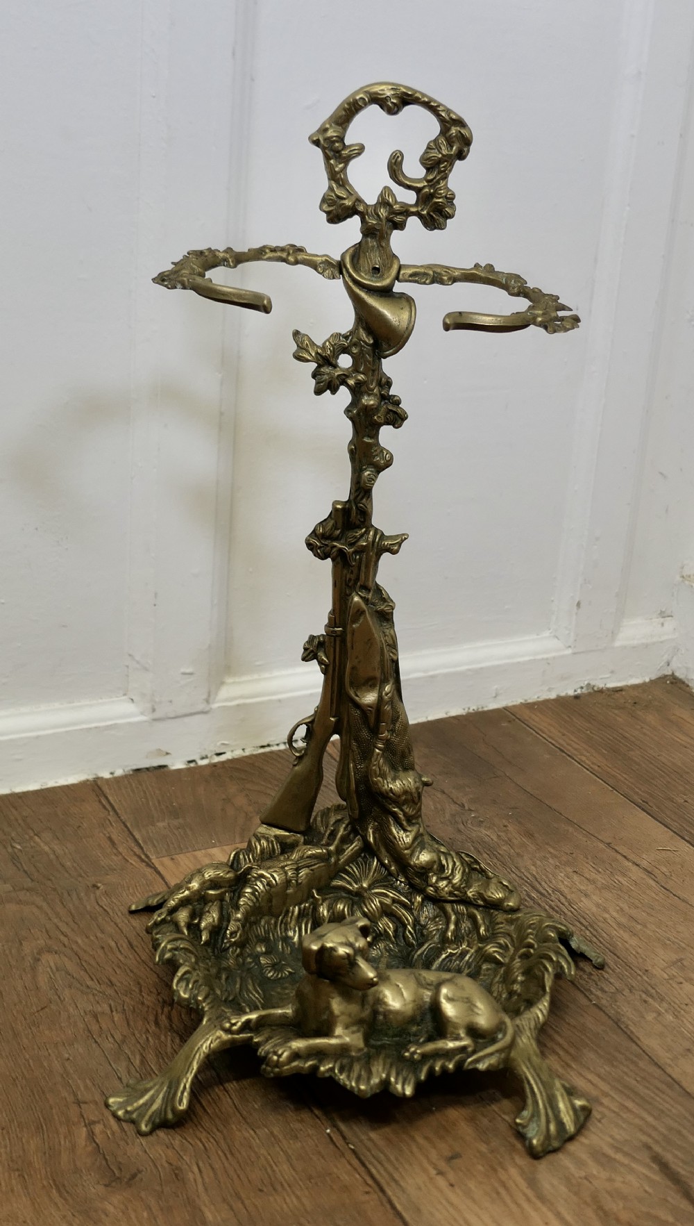 french hunting theme chasse brass stick stand