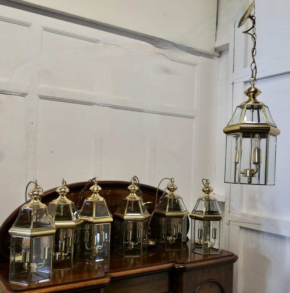 7 art deco style brass glass hall lanterns