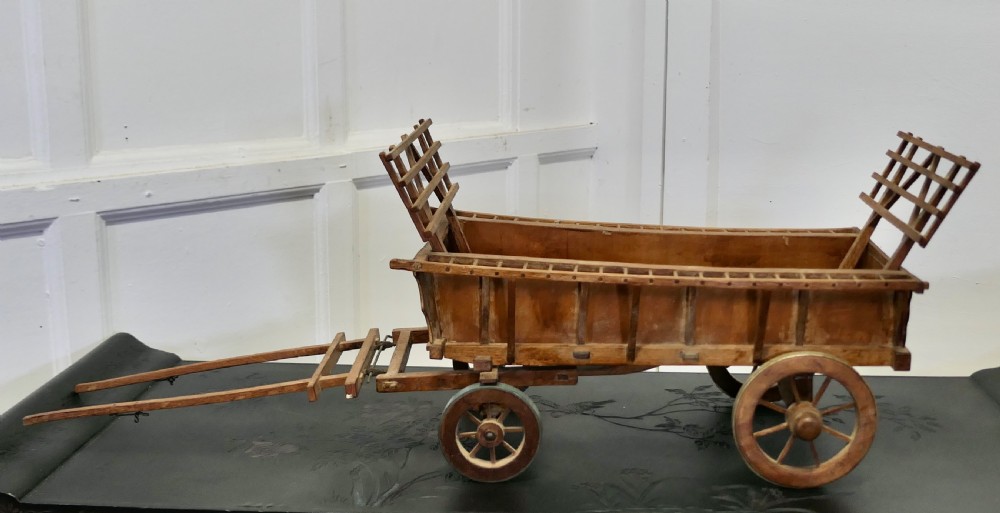 model wooden horse drawn hay cart