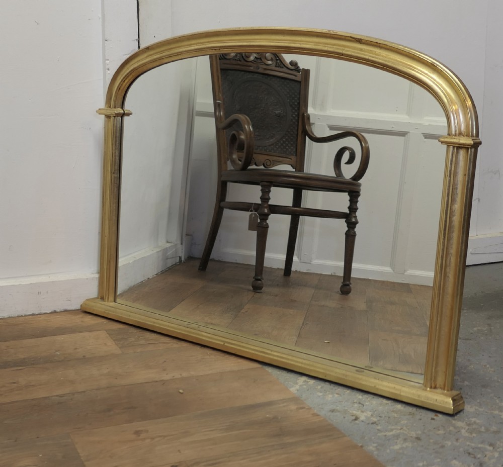 victorian style arched gold overmantel mirror
