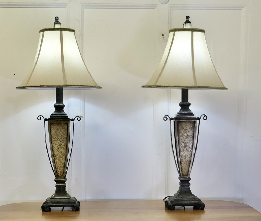 pair of decorative art deco style table lamps