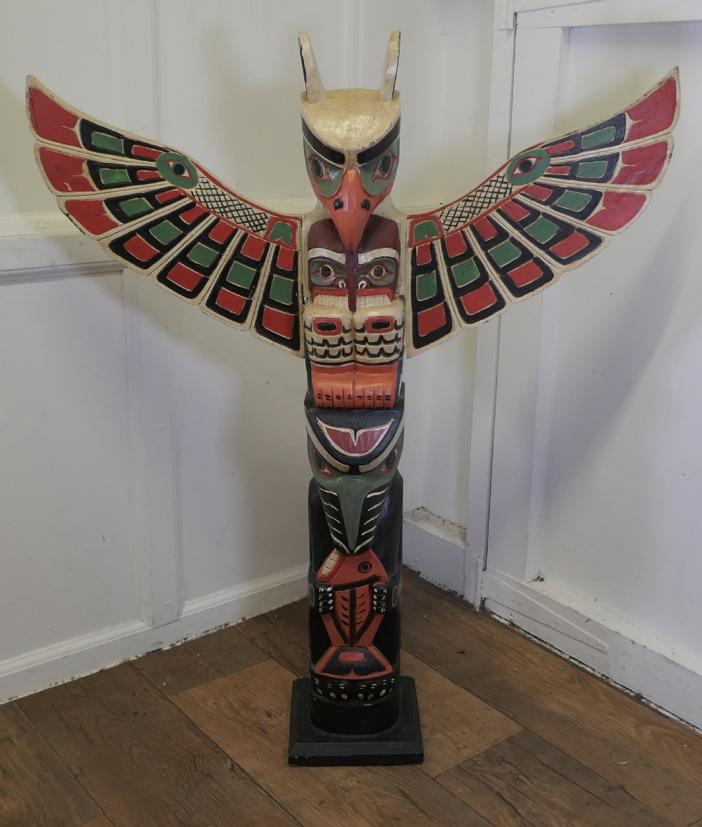 20th century native american painted totem pole