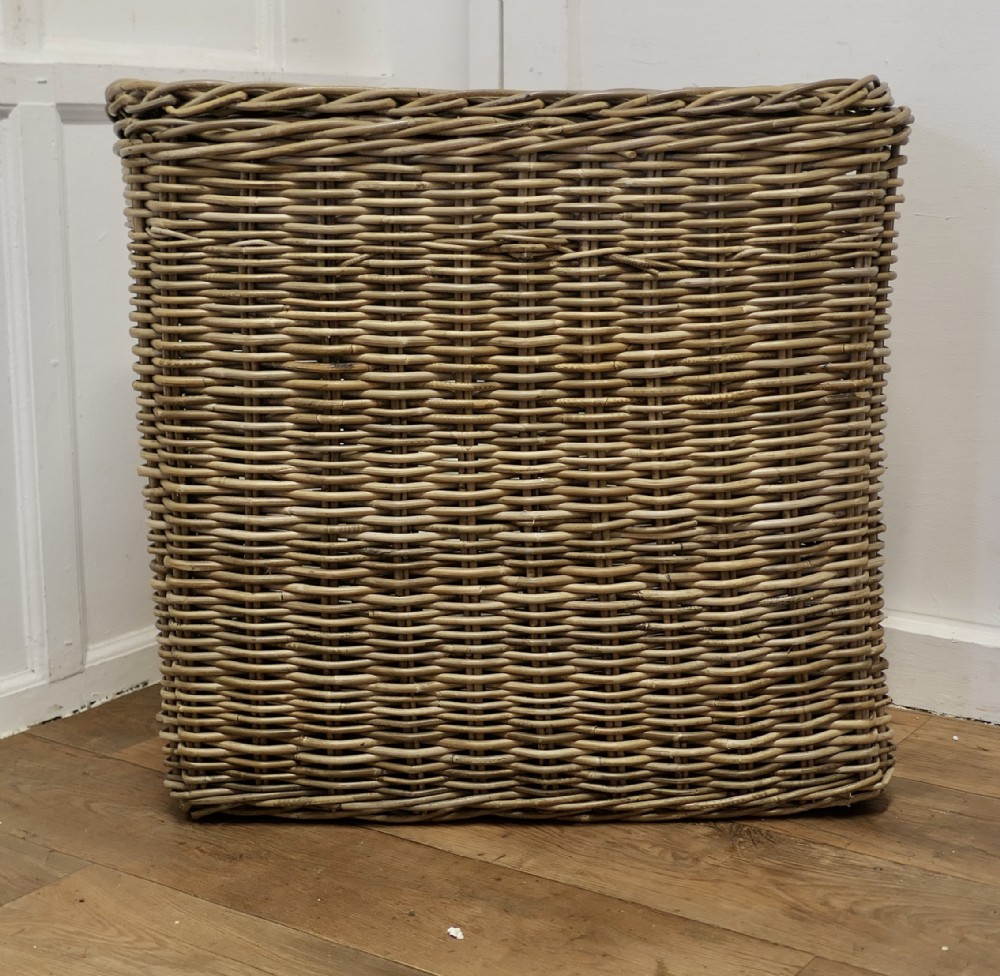 vintage french wicker laundry basket with lid