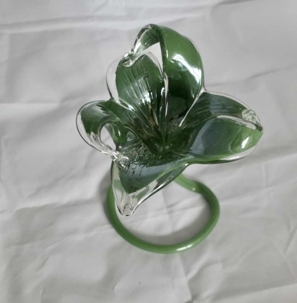 hand blown vintage murano green jack in the pulpit vase