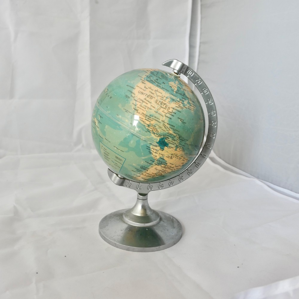 desk ornament world globe with chromed stand