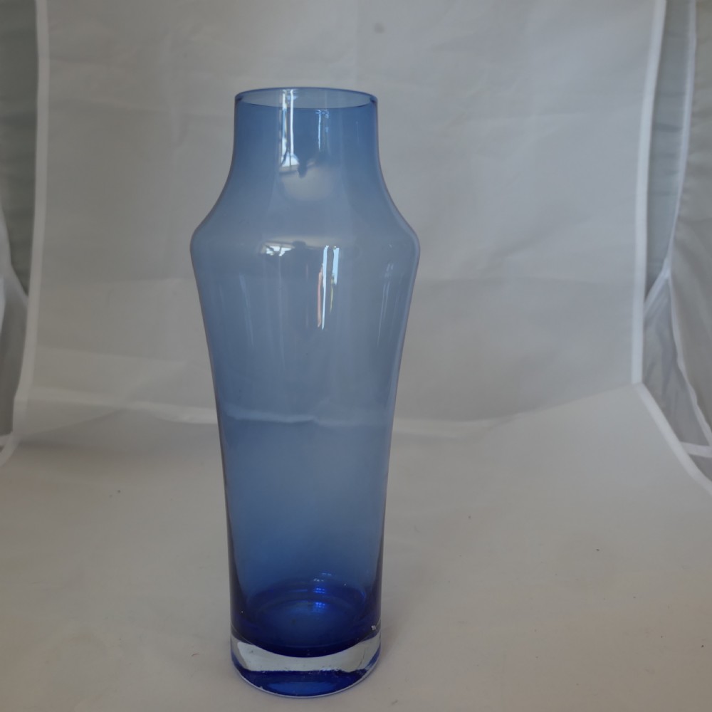 1960s blue glass vase by tamara aladin for riihimen lasi oy