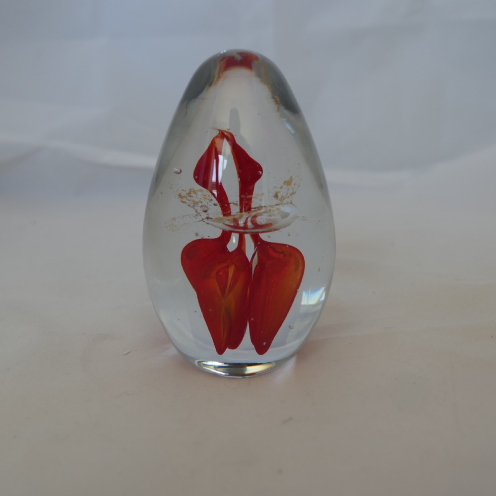 large tear drop glass dump or paper weight