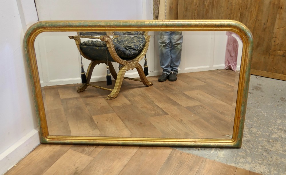 victorian style long gold overmantel mirror