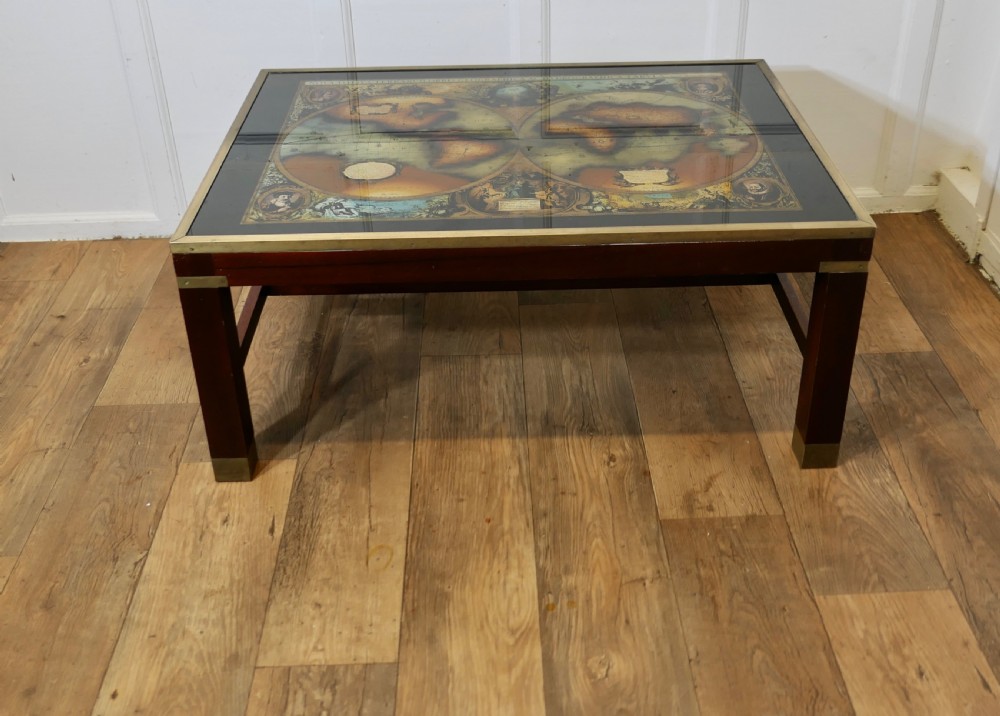 large midcentury maison jansen campaign style coffee table