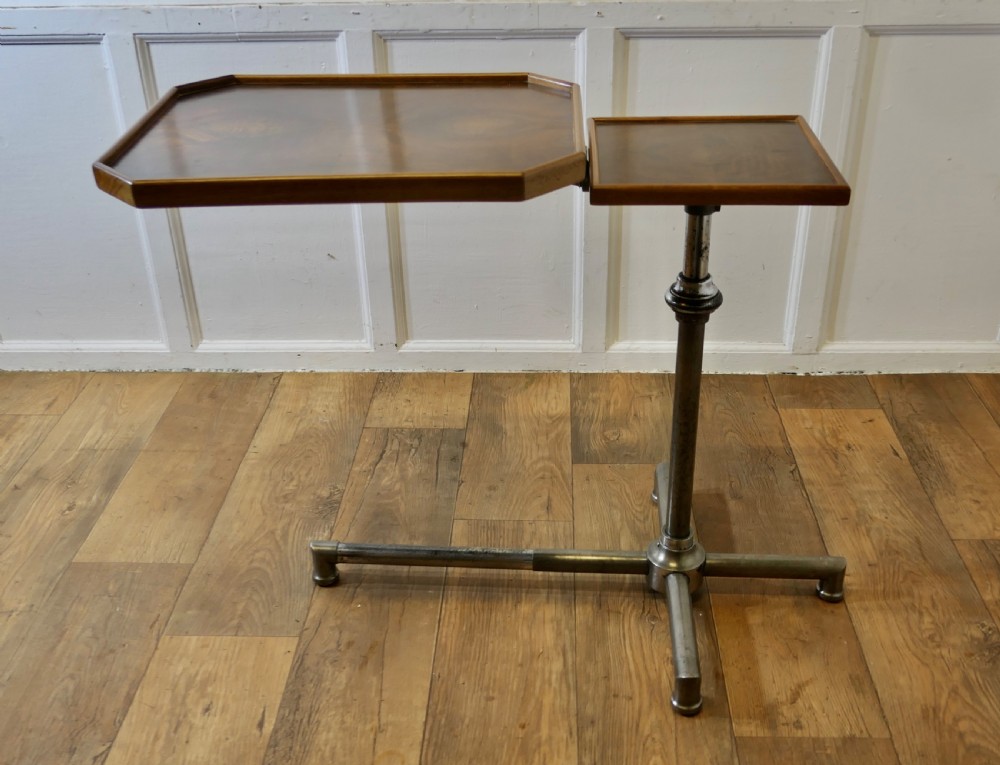 art deco chrome and walnut reading stand or over bed table