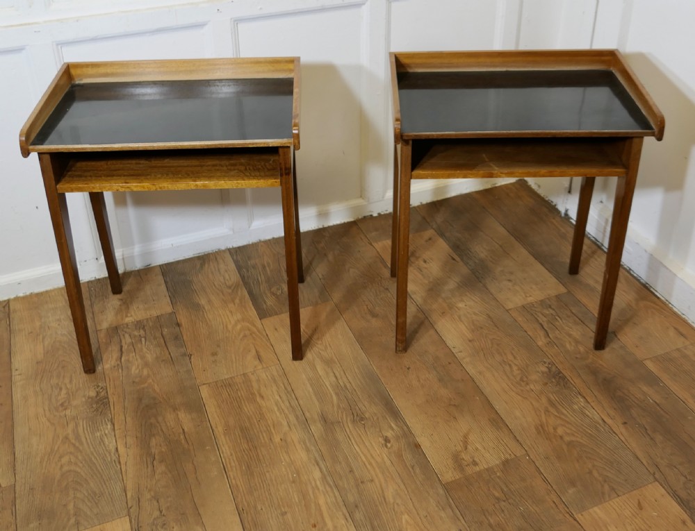 a pair of danish mid century tray top tables bedside fireside tables