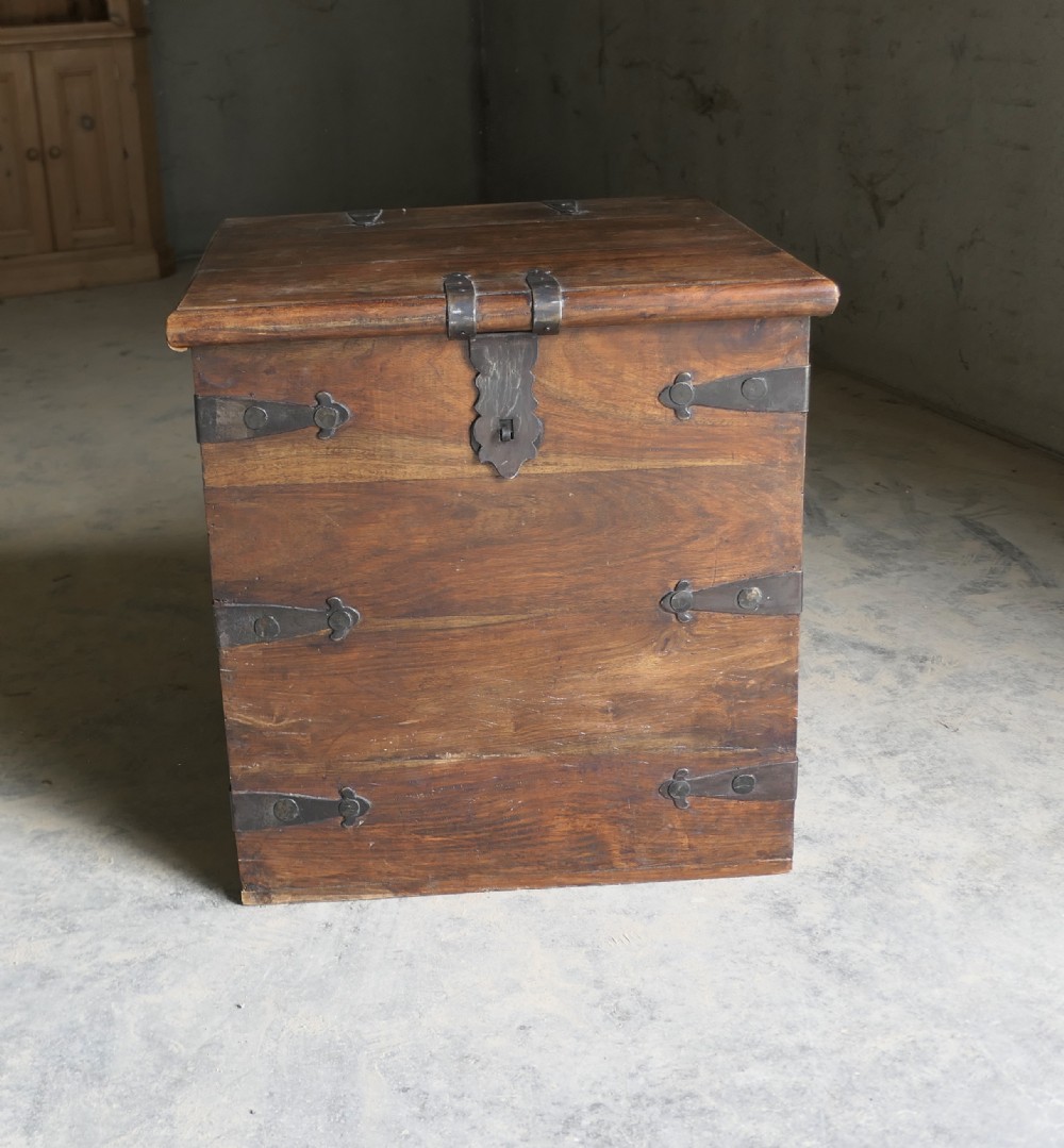 old iron banded walnut silver chest