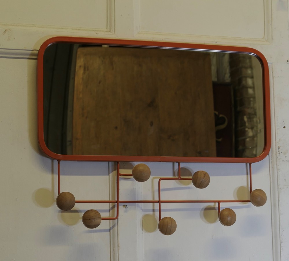 retro style french volcano orange cloakroom mirror coat rack