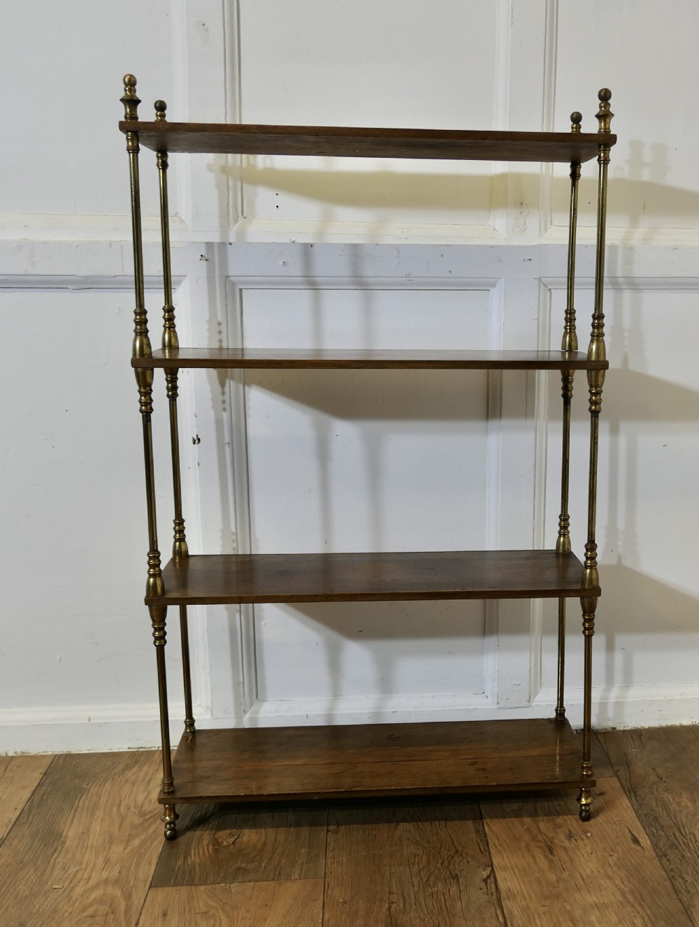 french walnut and brass open shelf unit