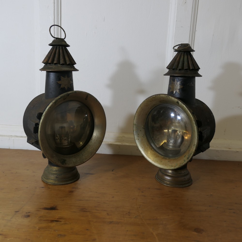 a superb pair of french brass and iron carriage lamps by daris