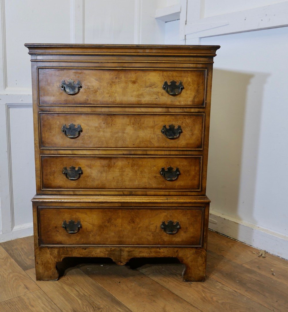 georgian style bur walnut chest on chest