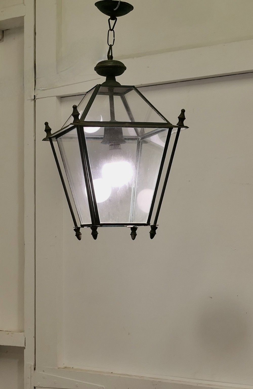 large 19th century copper hanging lantern