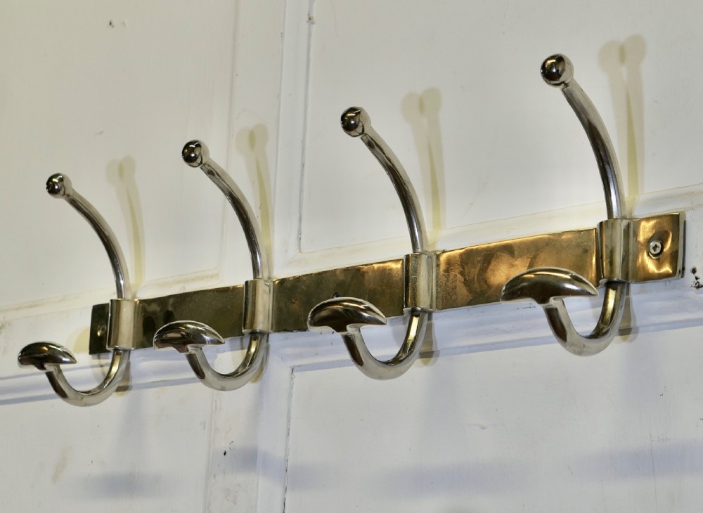 art deco style long chrome coat rack hat and coat hooks