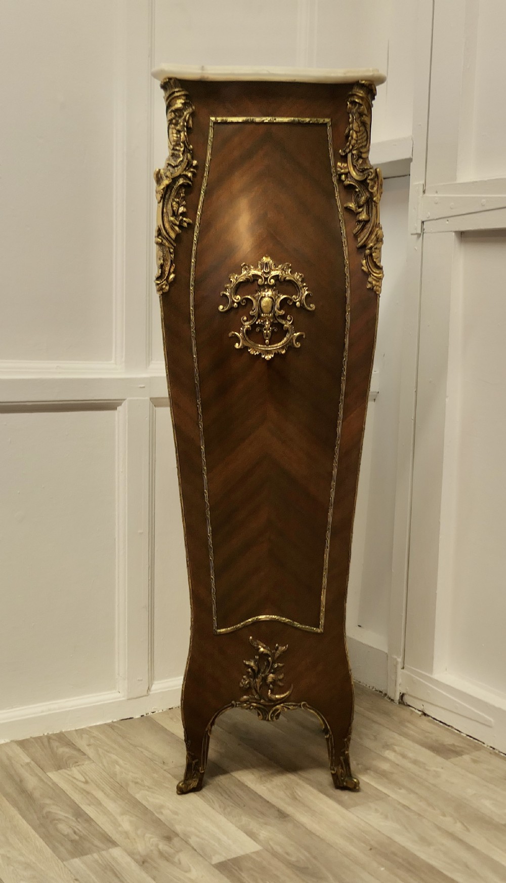 large french rococo walnut and ormolu pedestal