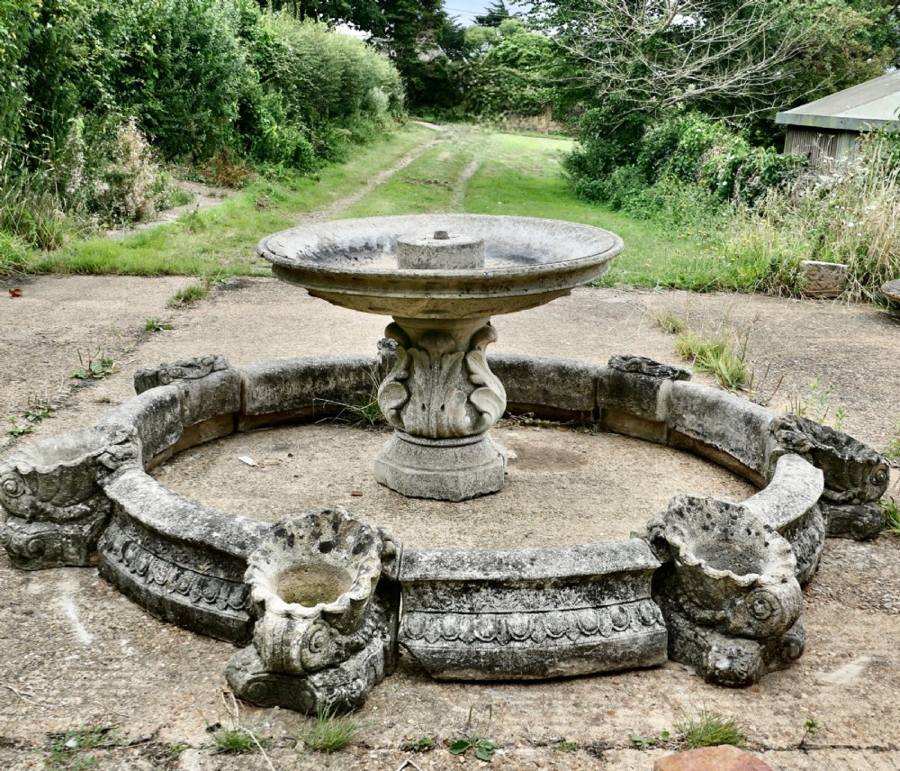 edging setts circular fountain parterre herb garden fire pit