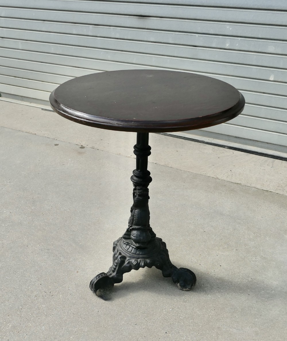 cast iron and oak pub table garden table 1 of 3