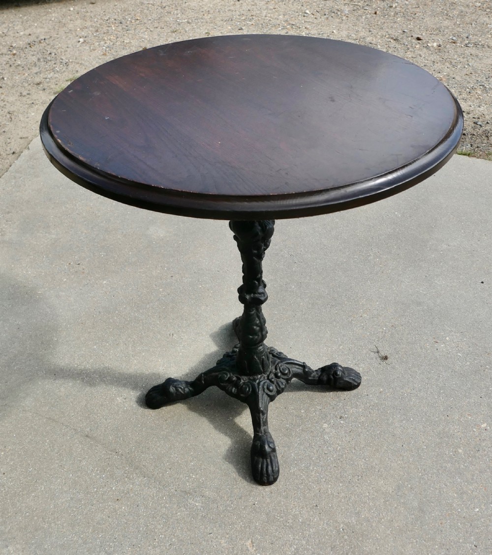 cast iron and oak pub table garden table 1 of 5