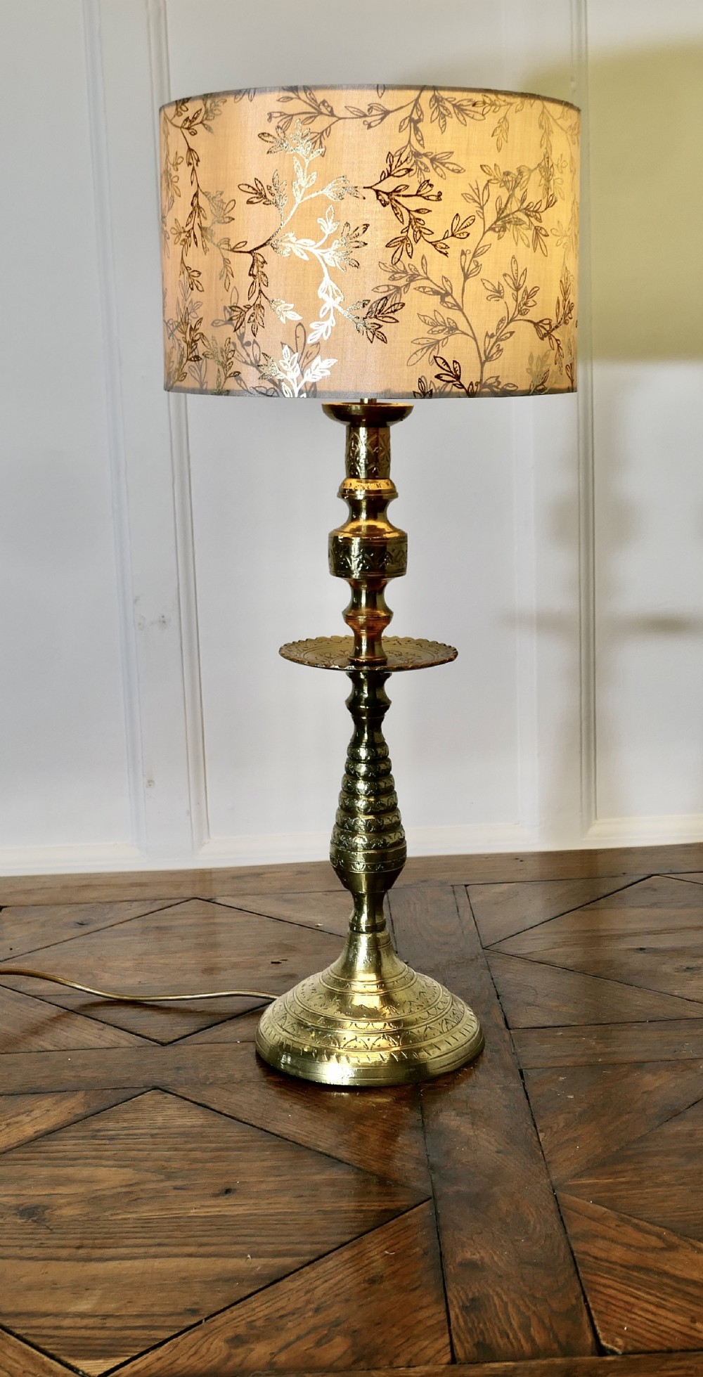 tall decorative brass table lamp