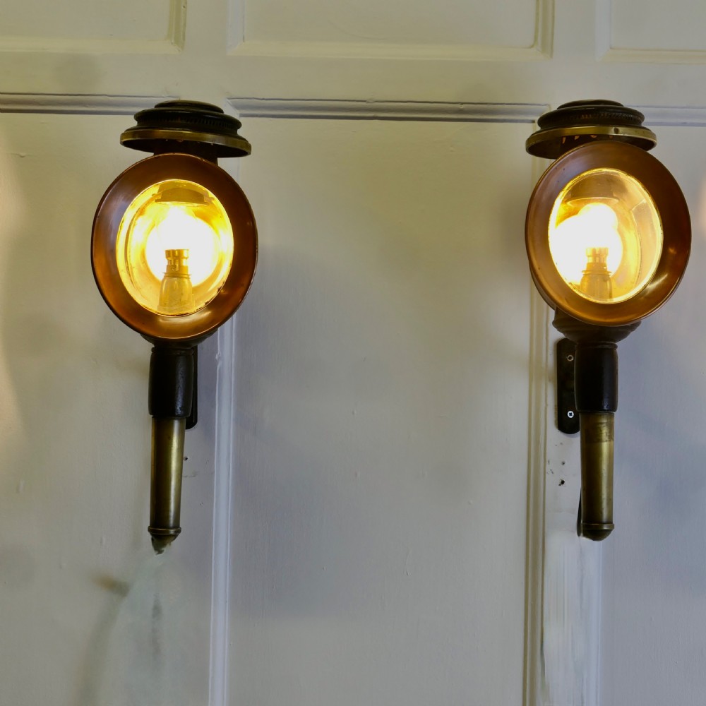 pair of french electrified carriage lights wall lanterns