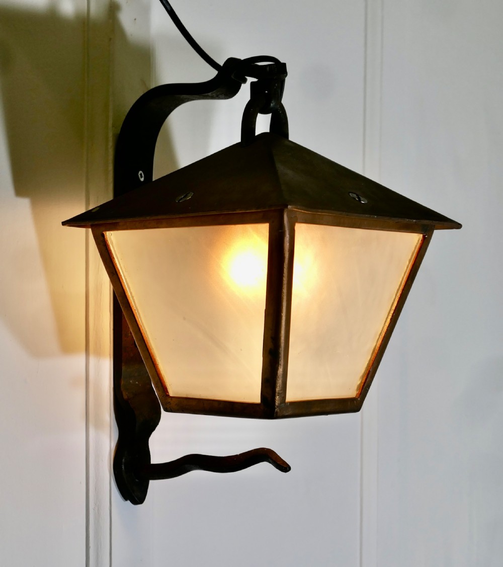 attractive iron and copper wall lantern