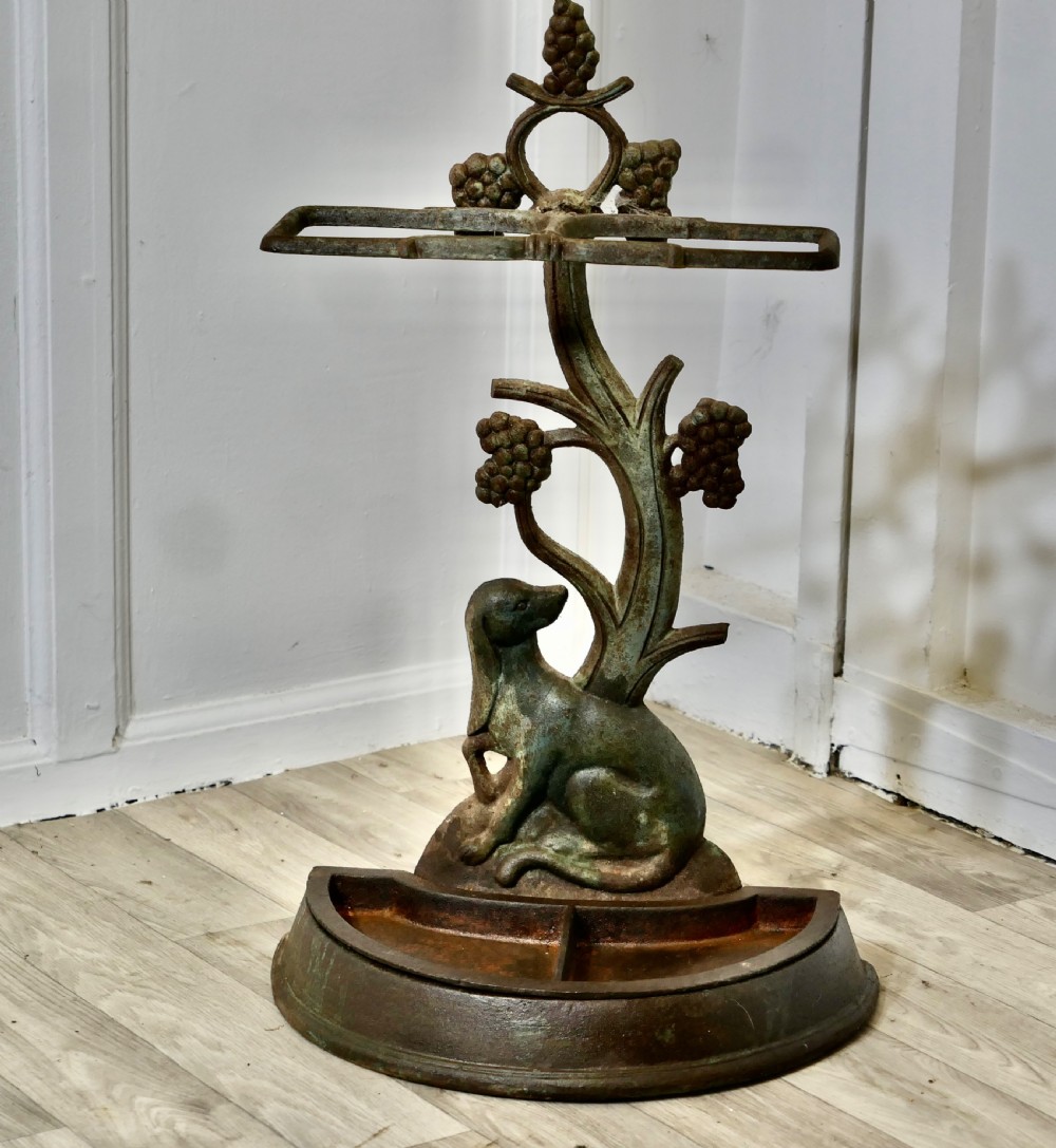 a 19th century french cast iron umbrella stand fox and grapes