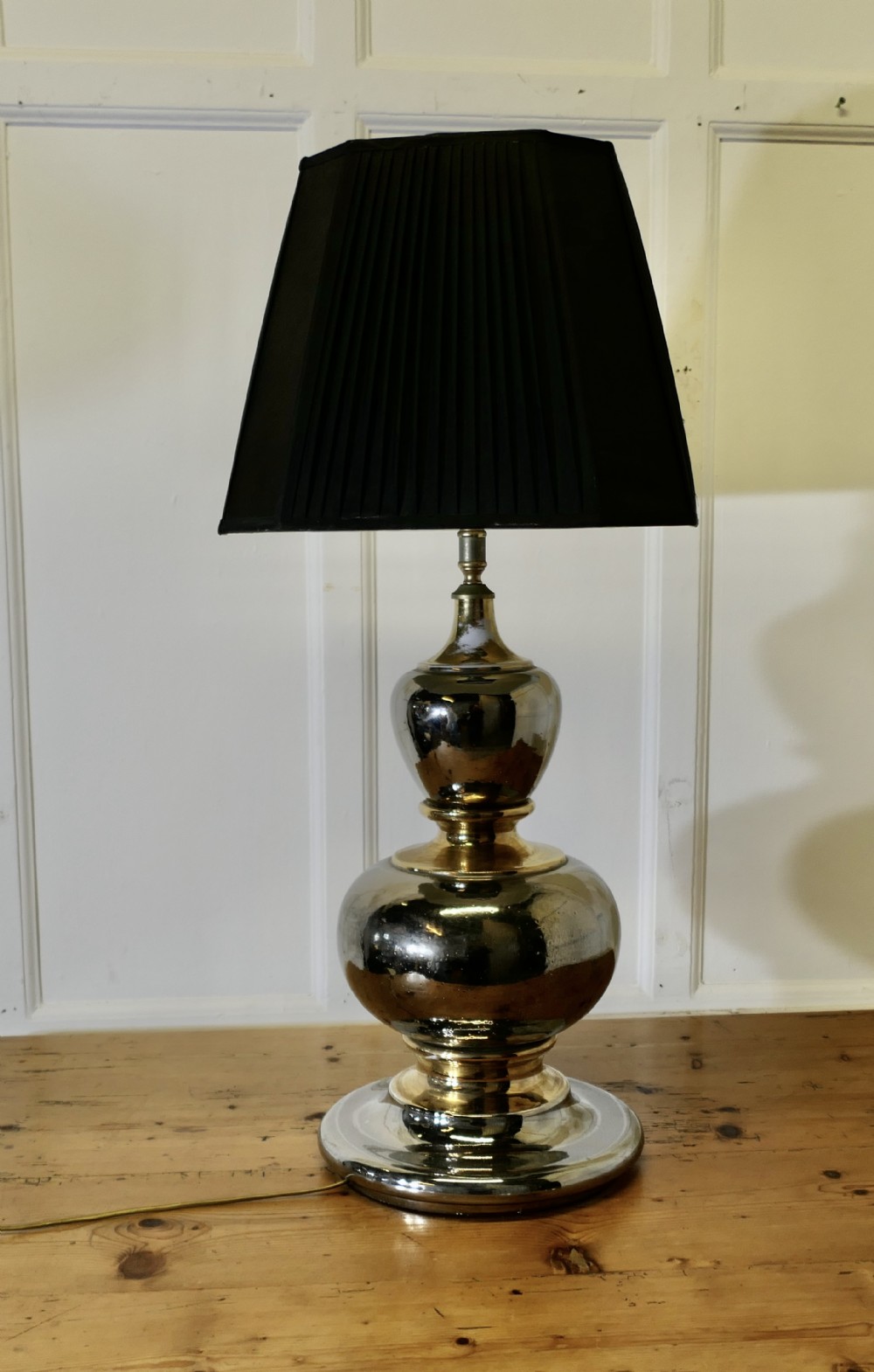 huge art deco gold silver table lamp