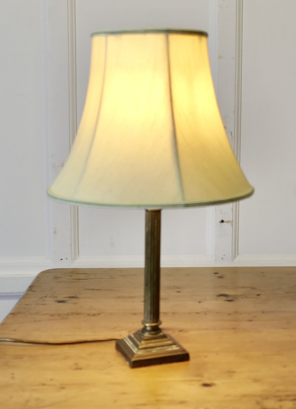 single column french brass table lamp