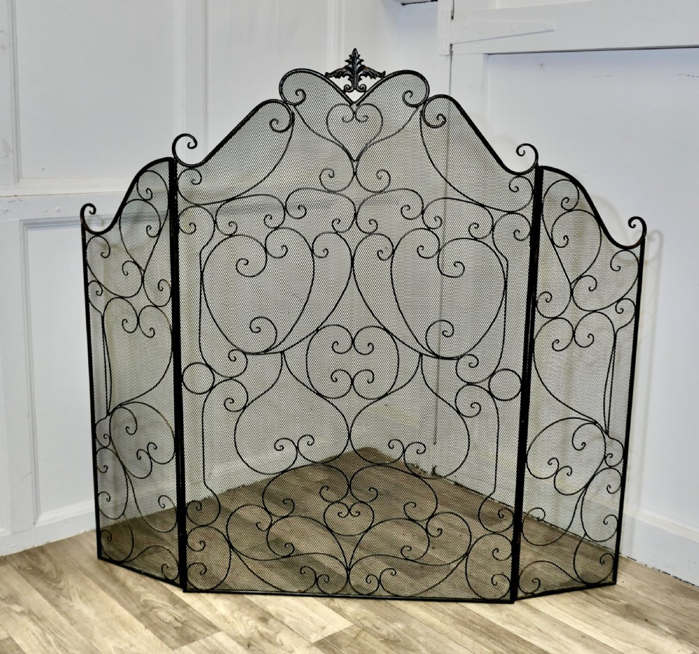 wrought iron adjustable arched fire screen