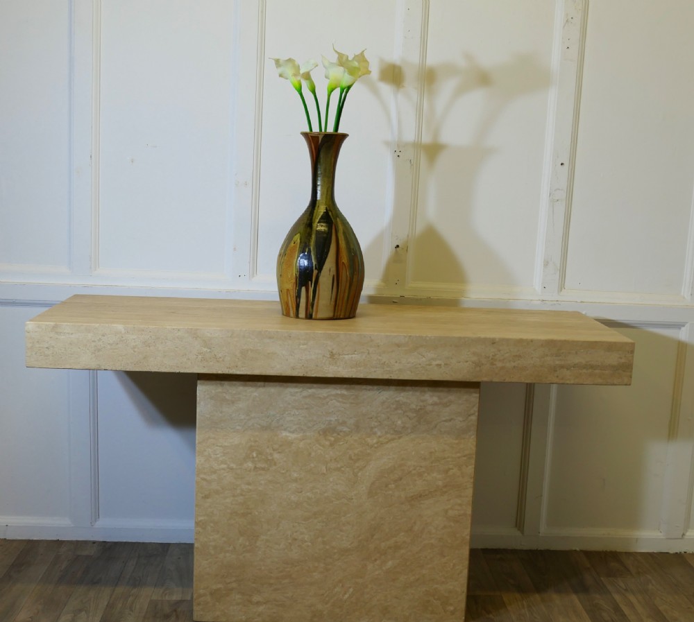 1970s vintage stylish italian travertine stone cube console table