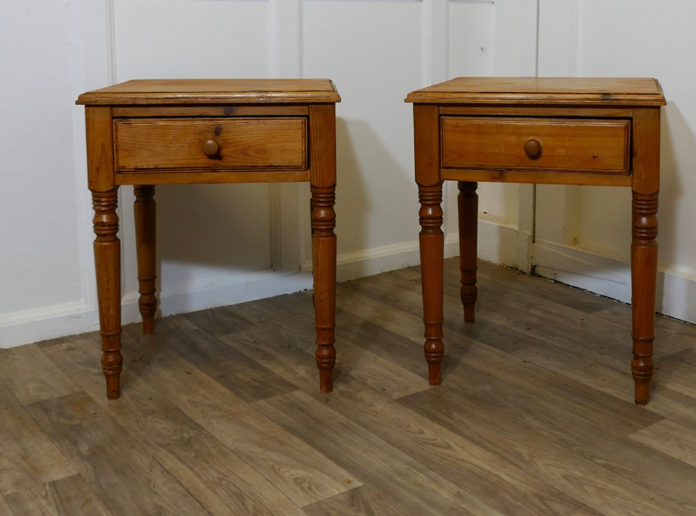 pair of pine bedside tables