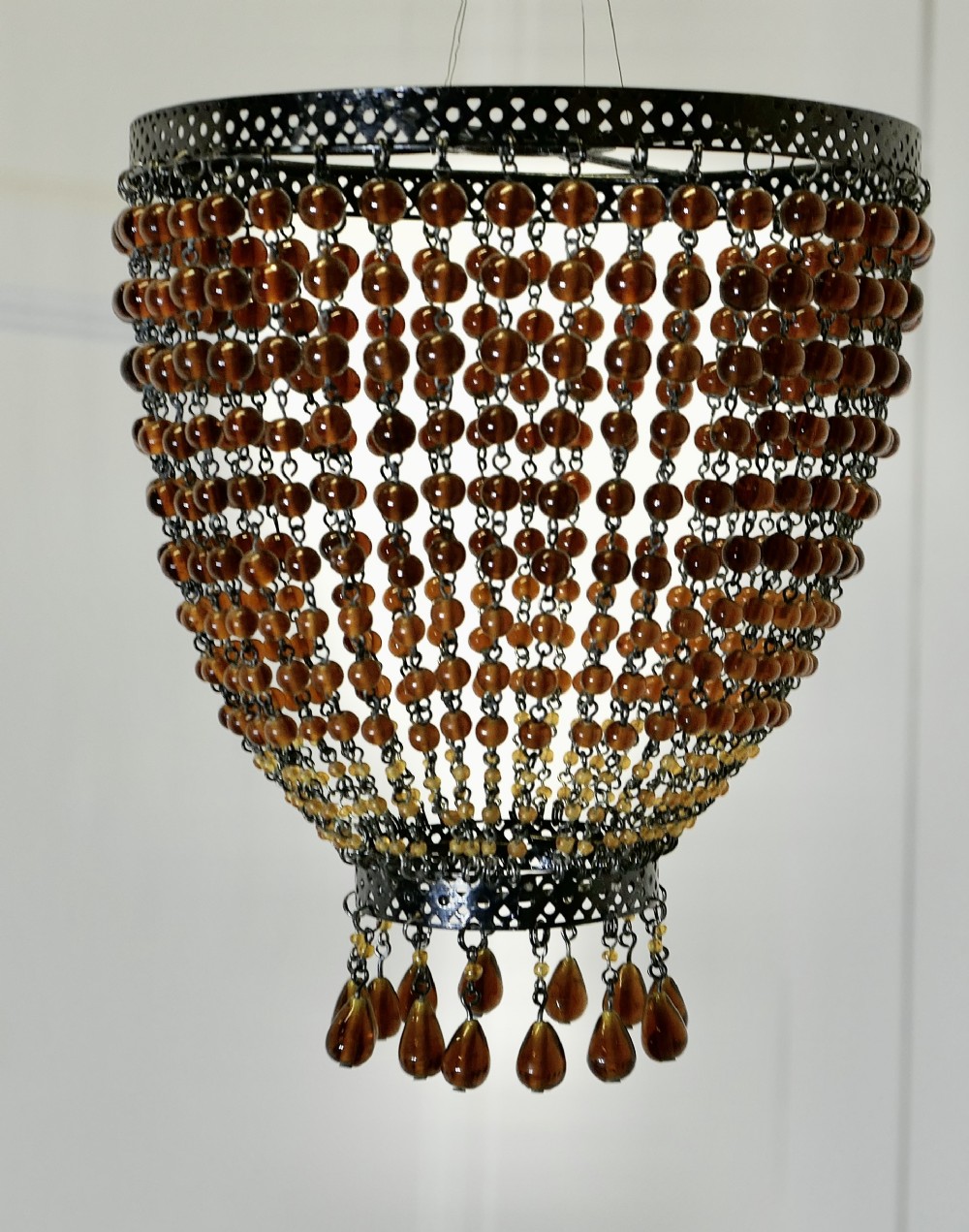 amber glass beaded lampshade chandelier