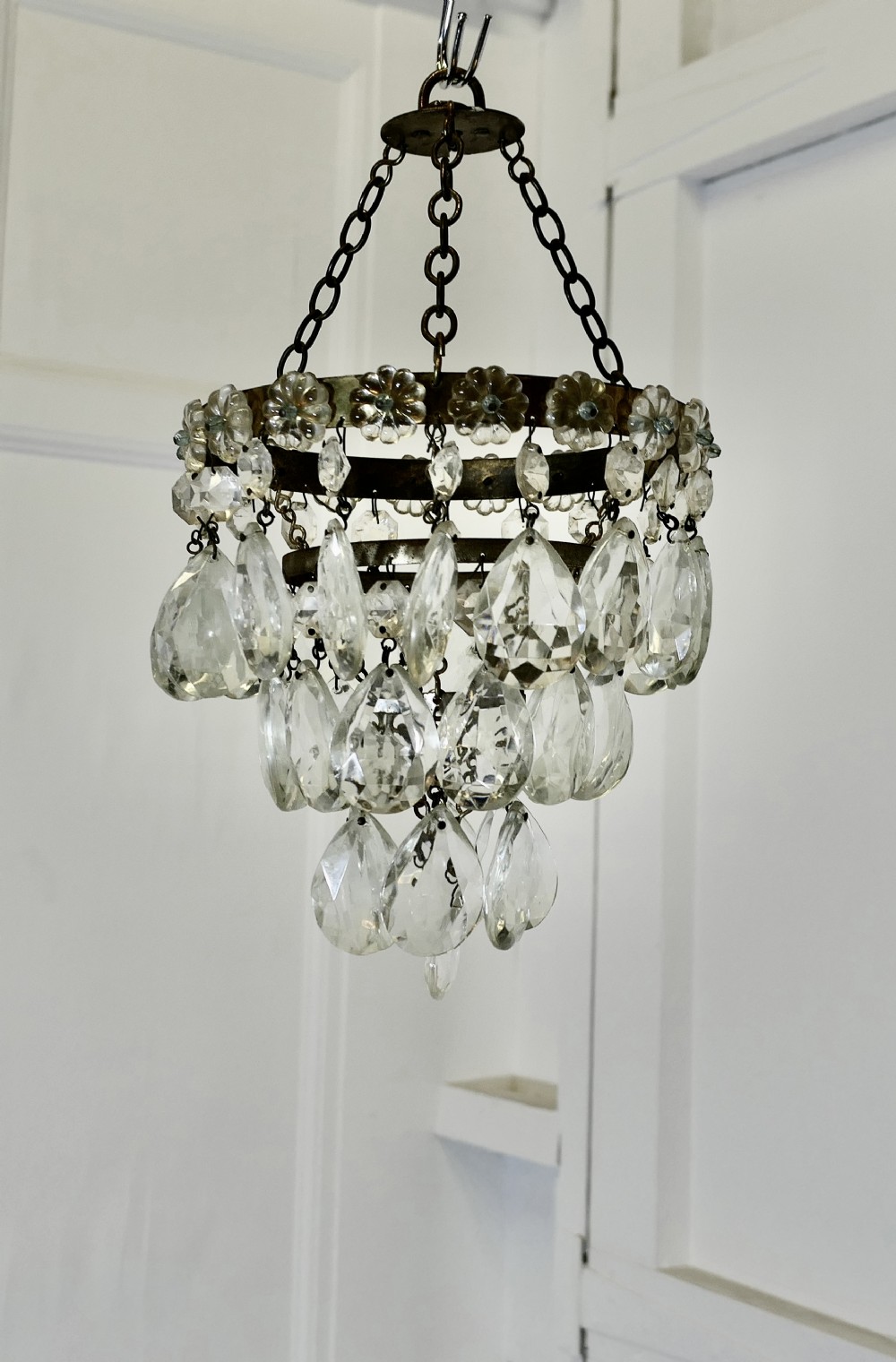 petite 3 tier waterfall lampshade chandelier