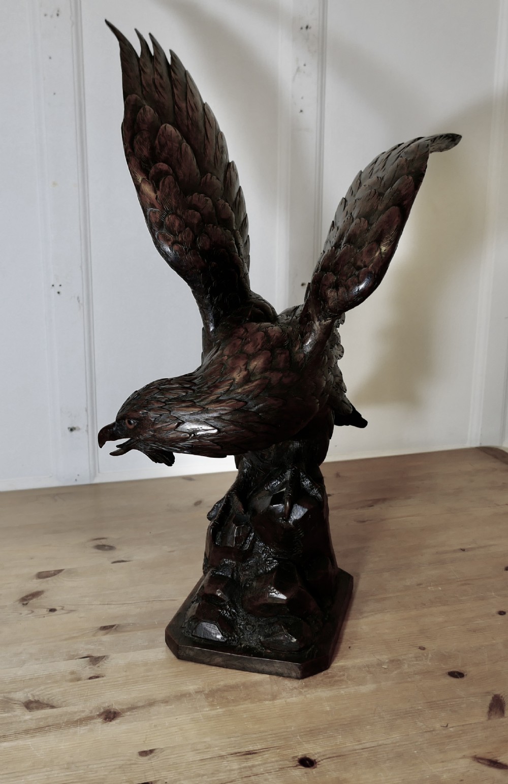 large black forest carved eagle