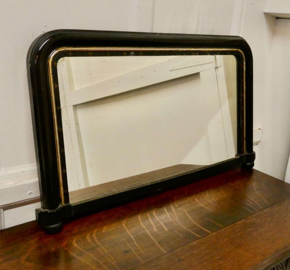 victorian black lacquer overmantel mirror