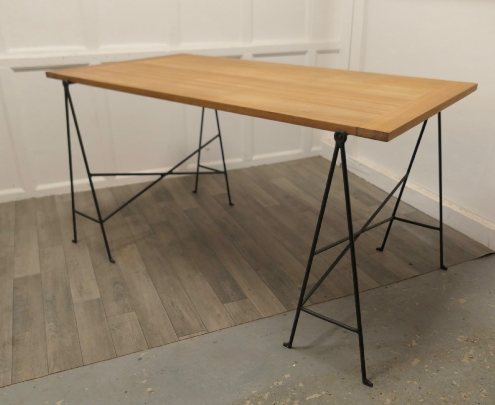 1950s danish sawhorse minimalist desk or dining table