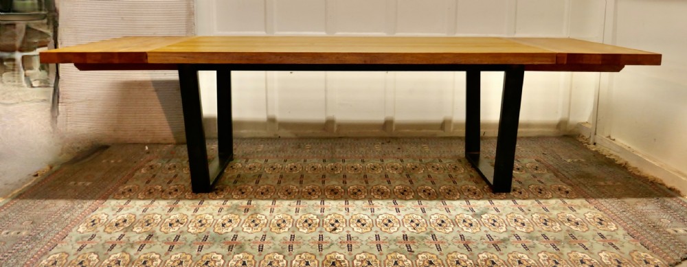 mid century golden oak extending dining table