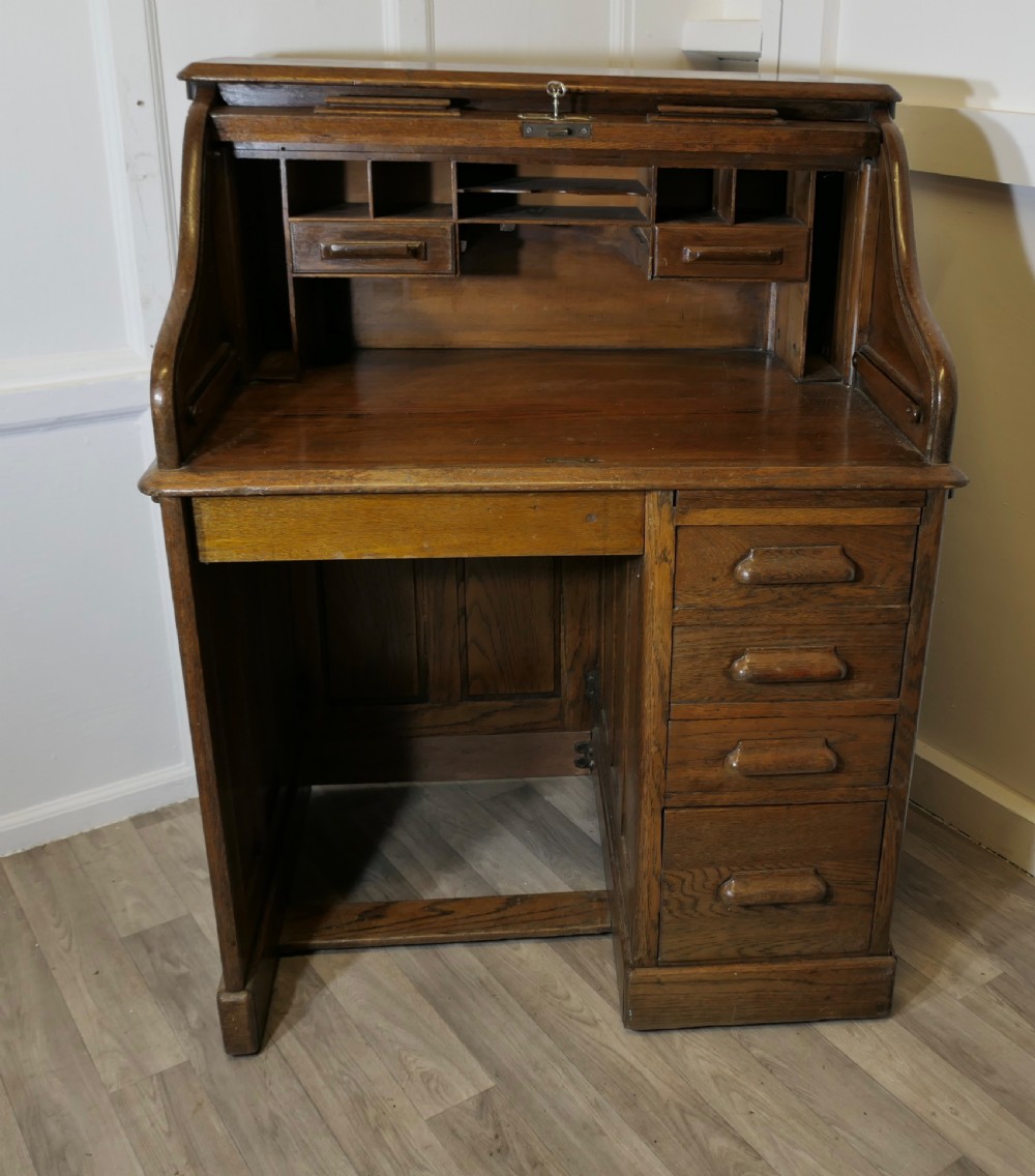 art deco oak roll top desk restaurant greeter