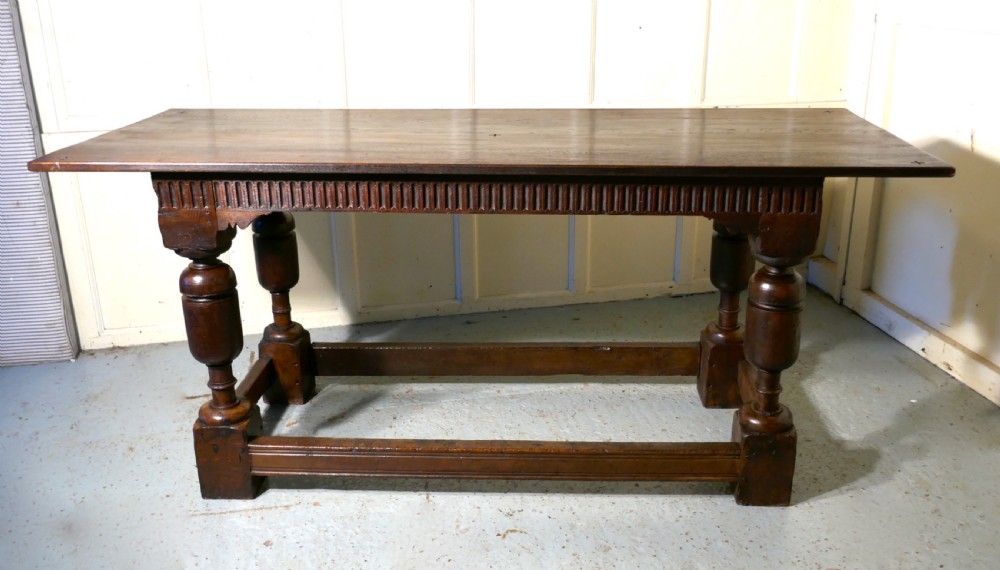 19th c sturdy heavy carved oak table