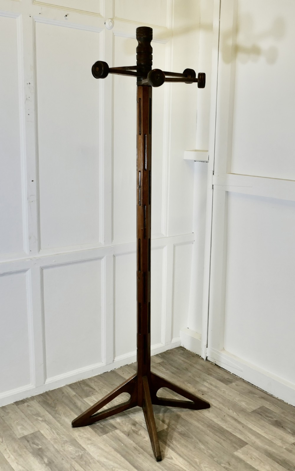 french mid century design pine swivelling coat stand