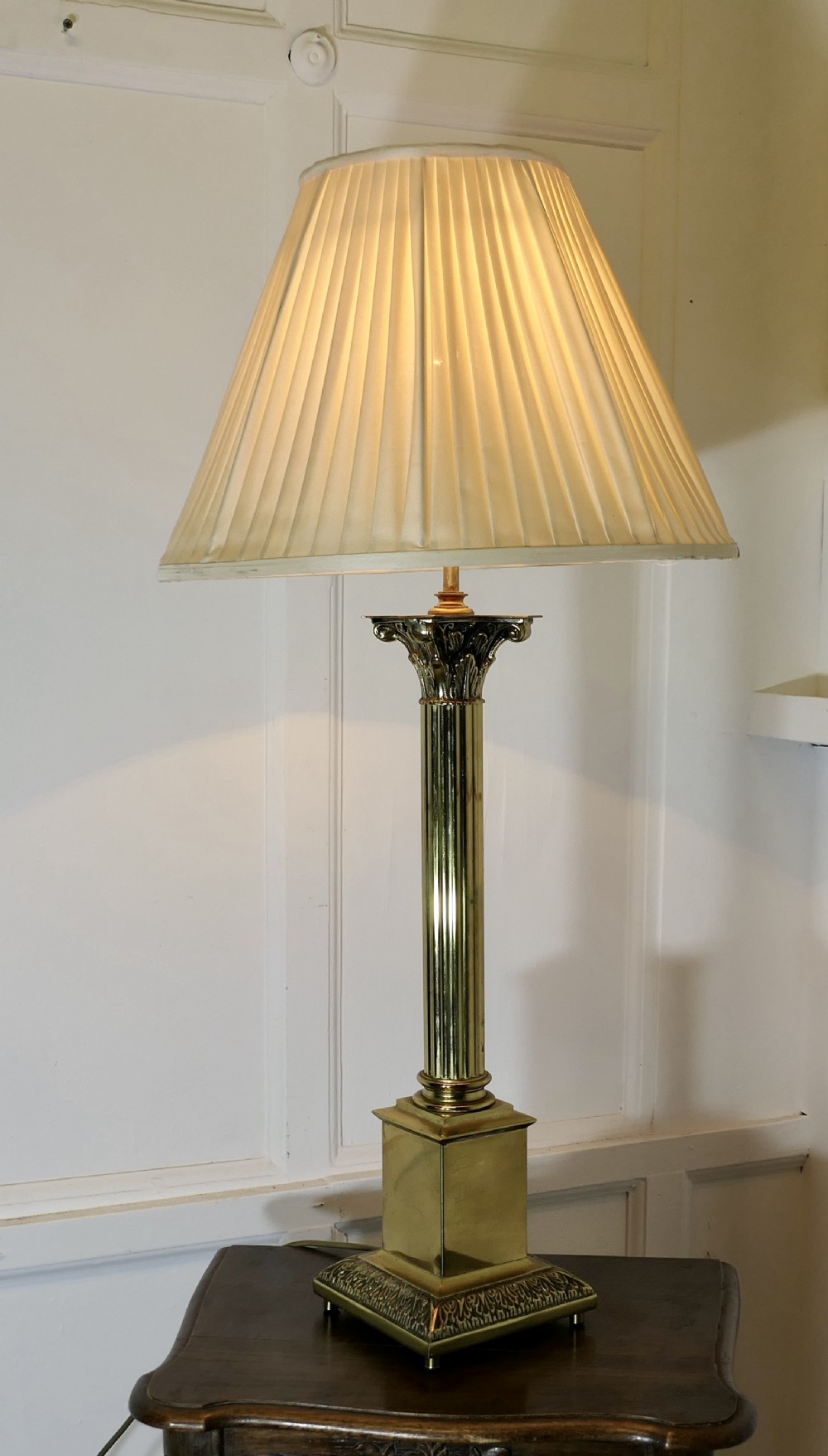 large brass corinthian column table lamp