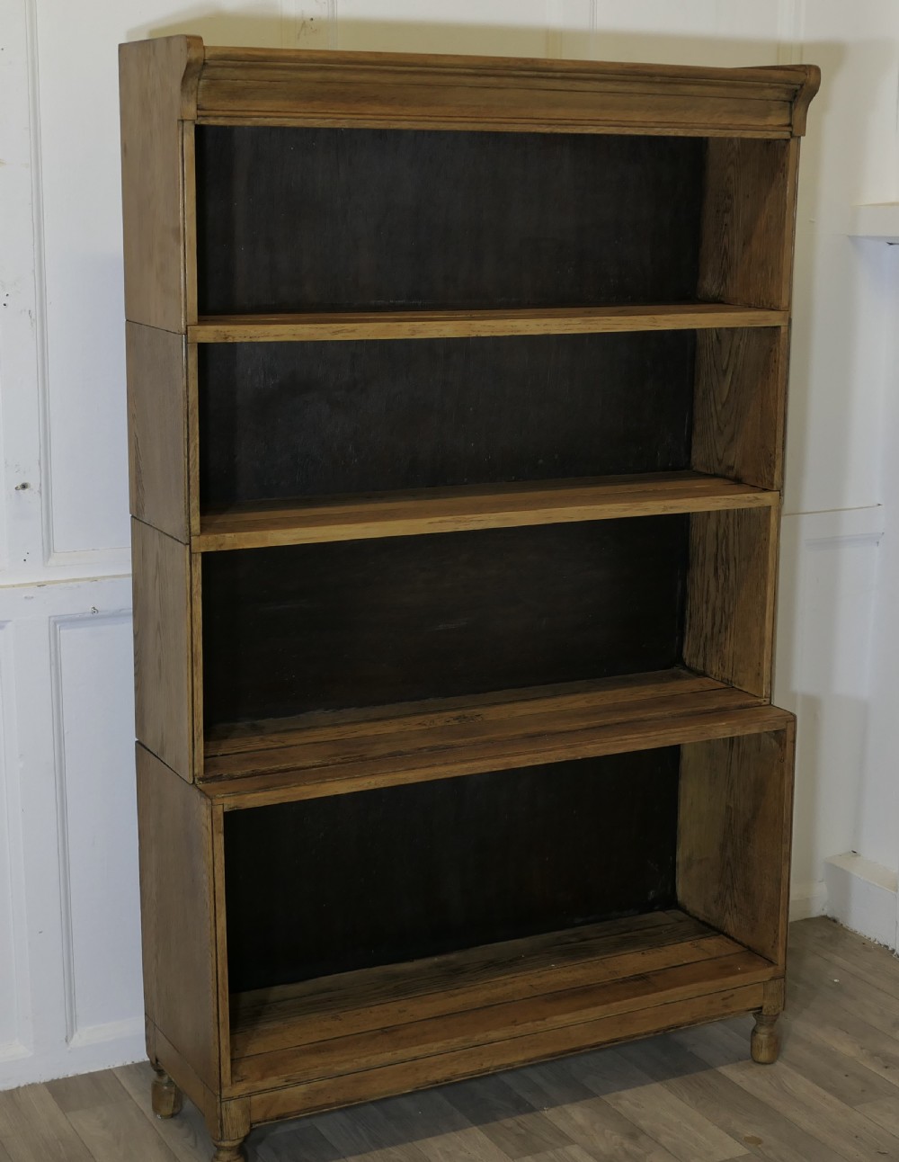 art deco golden oak waterfall bookcase