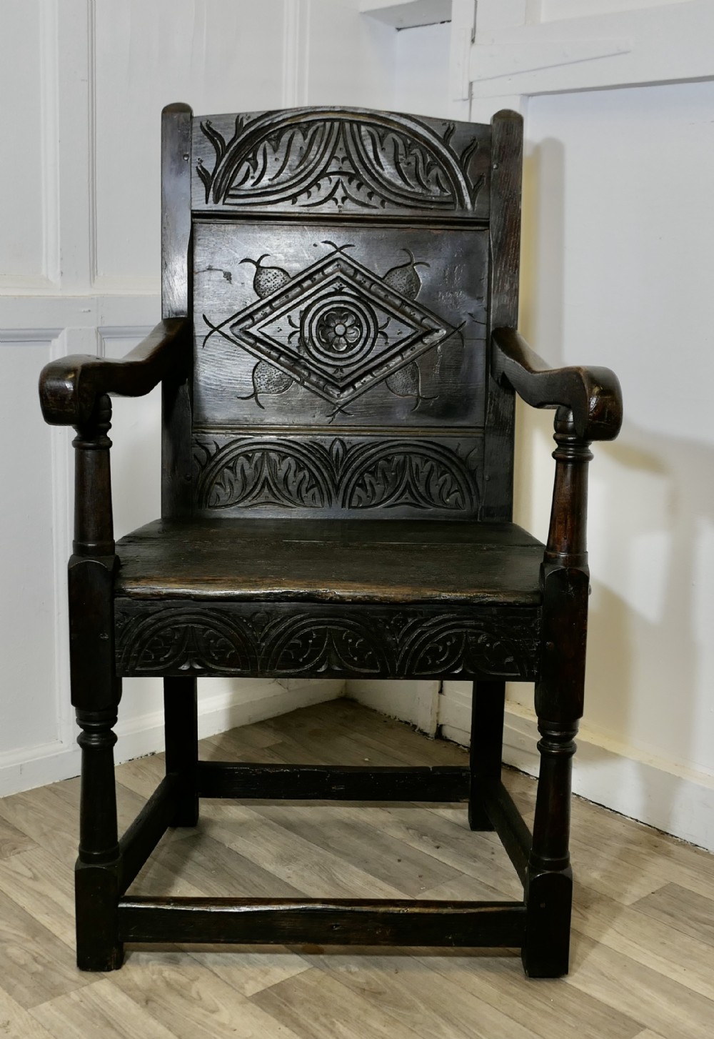 18th century oak wainscot hall chair