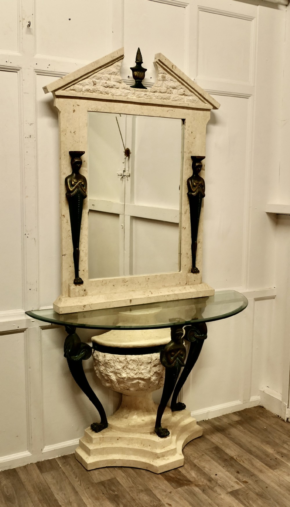 italian classical style console table and mirror set